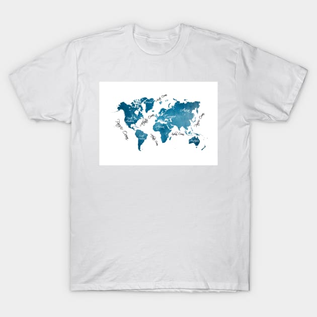 world map blue #map #worldmap T-Shirt by JBJart